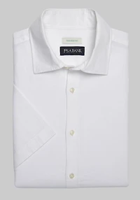 Men's Jos. A. Bank Tailored Fit Linen Blend Short-Sleeve Casual Shirt at Jos. A. Bank, Cream/White