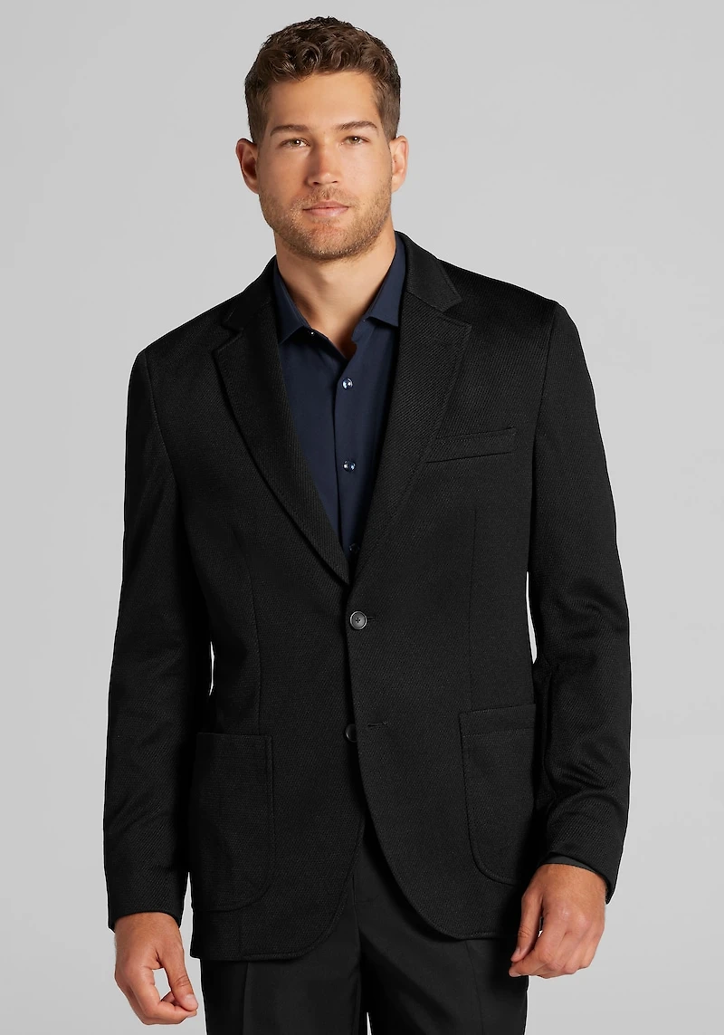 Men's Traveler Collection Tailored Fit Tech Knit Twill Soft Jacket at Jos. A. Bank, Black