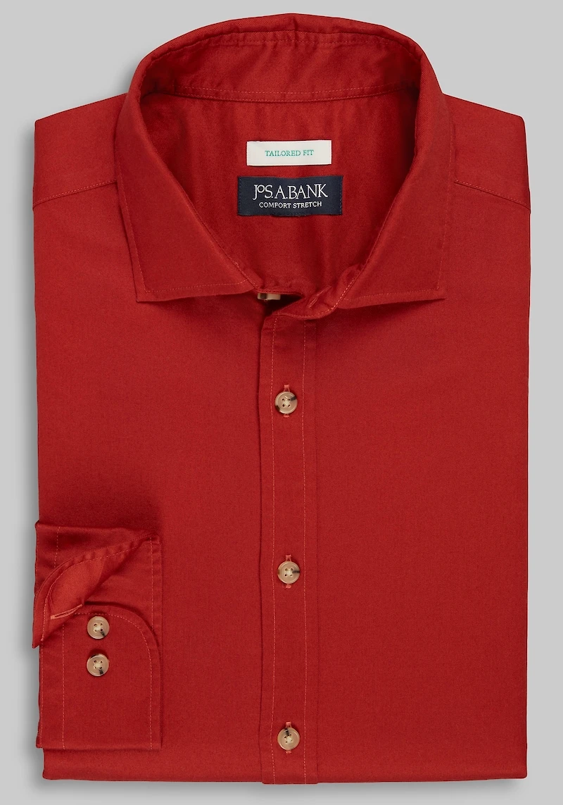 Men's Jos. A. Bank Tailored Fit Solid Twill Casual Shirt at Jos. A. Bank, Orange/Rust
