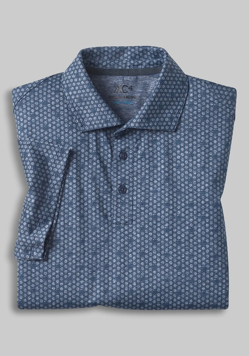 Men's Johnston & Murphy Tailored Fit XC4 Cool Degree Tonal Geometric Polo at Jos. A. Bank, Blue/Navy