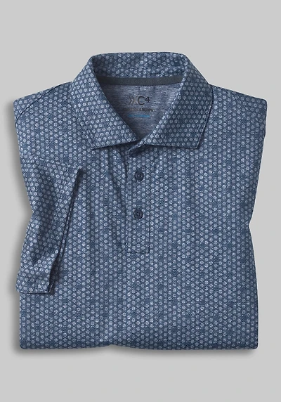 Men's Johnston & Murphy Tailored Fit XC4 Cool Degree Tonal Geometric Polo at Jos. A. Bank, Blue/Navy