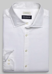 Men's Jos. A. Bank Tailored Fit Linen Blend Long Sleeve Casual Shirt at Jos. A. Bank, Cream/White