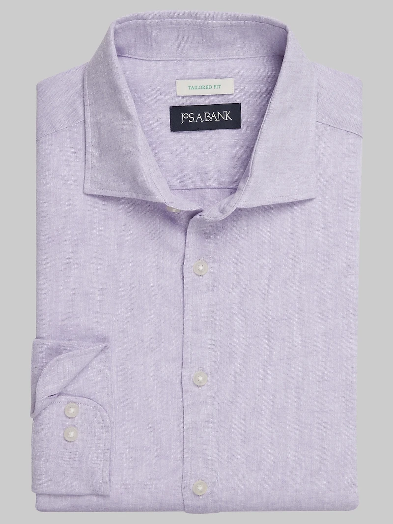 Men's Jos. A. Bank Tailored Fit Linen Blend Long Sleeve Casual Shirt at Jos. A. Bank, Lavender/Purple