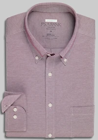 Men's Traveler Collection Tailored Fit Performance Pique Casual Shirt at Jos. A. Bank, Burgundy