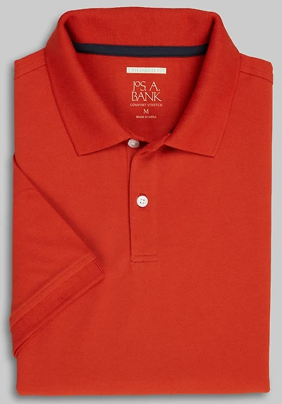 Men's Jos. A. Bank Tailored Fit Comfort Stretch Pique Polo at Jos. A. Bank, Orange