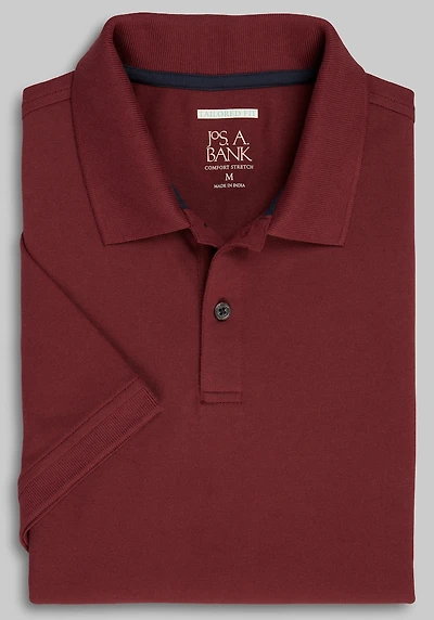 Men's Jos. A. Bank Tailored Fit Comfort Stretch Pique Polo at Jos. A. Bank, Burgundy