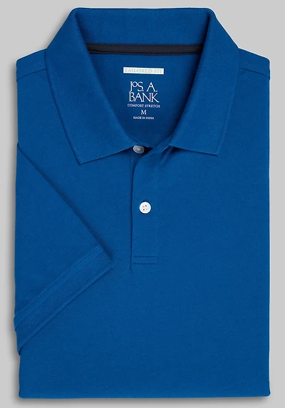 Men's Jos. A. Bank Tailored Fit Comfort Stretch Pique Polo at Jos. A. Bank, Blue