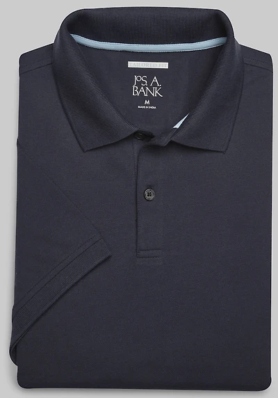 Men's Jos. A. Bank Tailored Fit Comfort Stretch Pique Polo at Jos. A. Bank, Blue/Navy Blazer