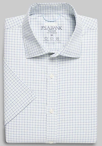 Men's Traveler Performance Tailored Fit Check Short-Sleeve Casual Shirt at Jos. A. Bank, Green