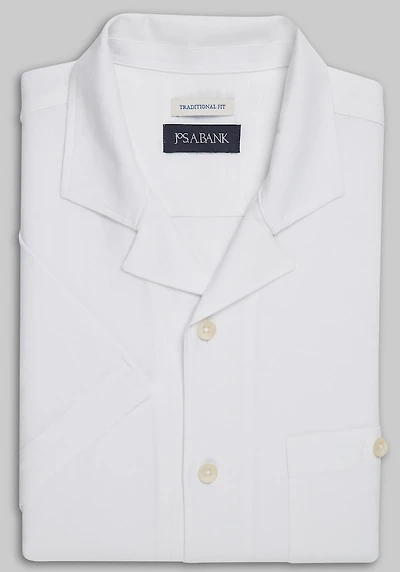 Men's Jos. A. Bank Traditional Fit Linen Blend Short Sleeve Camp Shirt at Jos. A. Bank, Cream/White