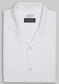 Men's Jos. A. Bank Traditional Fit Linen Blend Short Sleeve Camp Shirt at Jos. A. Bank, Cream/White