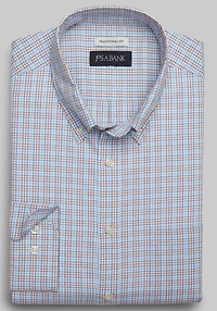 Men's Jos. A. Bank Comfort Stretch Traditional Fit Plaid Long Sleeve Casual Shirt at Jos. A. Bank, Green/Blue