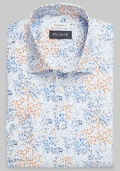 Men's Jos. A. Bank Comfort Stretch Traditional Fit Floral Long Sleeve Casual Shirt at Jos. A. Bank, Blue