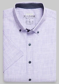 Men's Traveler Motion Tailored Fit 4 Way Stretch Short Sleeve Casual Shirt at Jos. A. Bank, Purple