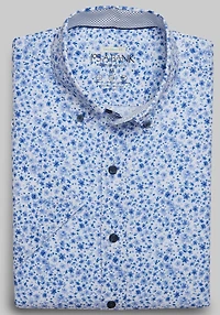 Men's Traveler Motion Tailored Fit Floral 4 Way Stretch Short Sleeve Casual Shirt at Jos. A. Bank, Blue