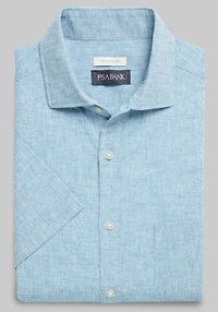 Men's Jos. A. Bank Tailored Fit Linen Short-Sleeve Casual Shirt at Jos. A. Bank, Multi/Teal