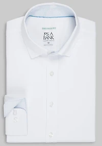 Men's Traveler Collection Tailored Fit Solid 4-Way Stretch Hybrid Casual Shirt at Jos. A. Bank, Cream/White