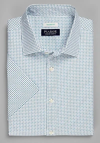 Men's Jos. A. Bank Tailored Fit Diamond Short Sleeve Casual Shirt at Jos. A. Bank, Cream/White