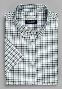 Men's Jos. A. Bank Tailored Fit Windowpane Short Sleeve Casual Shirt at Jos. A. Bank, Green