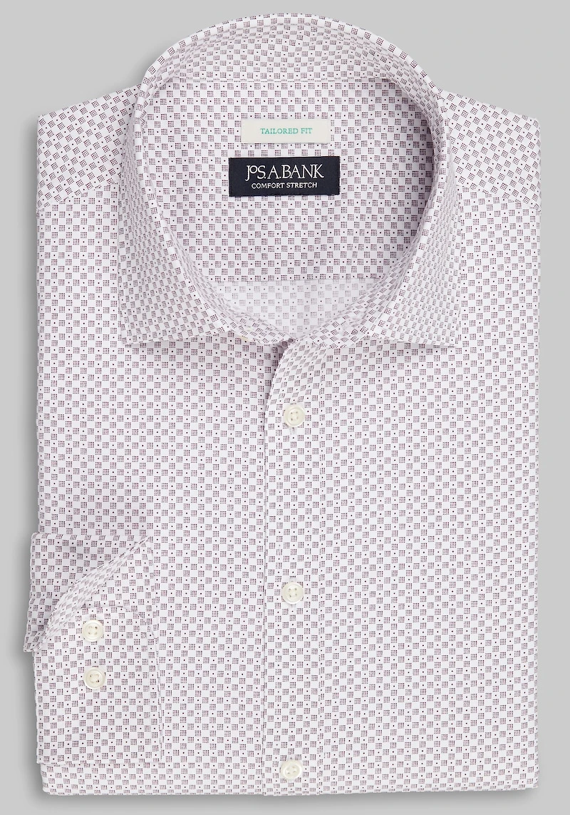 Men's Big & Tall Jos. A. Bank Tailored Fit Boxed Dots Casual Shirt at Jos. A. Bank, Burgundy