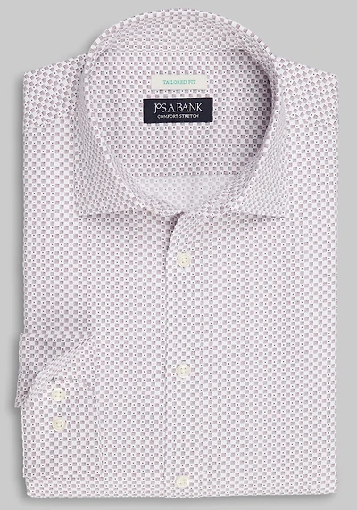 Men's Big & Tall Jos. A. Bank Tailored Fit Boxed Dots Casual Shirt at Jos. A. Bank, Burgundy