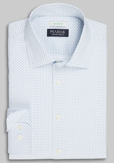 Men's Jos. A. Bank Tailored Fit Boxed Dots Casual Shirt at Jos. A. Bank, Light Blue