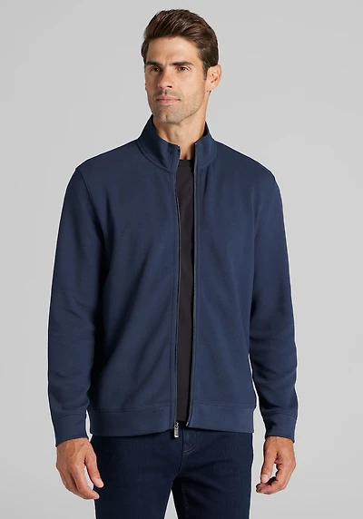 Men's Jos. A. Bank Tailored Fit Knit Twill Full Zip Jacket at Jos. A. Bank, Blue/Navy Blazer