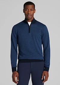 Men's Jos. A. Bank Tailored Fit Jacquard 1/4 Zip Sweater at Jos. A. Bank, Blue/Navy