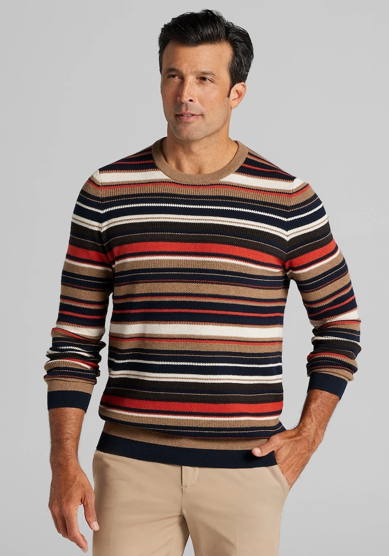 Men's Jos. A. Bank Tailored Fit Striped Roadmap Sweater at Jos. A. Bank, Multi