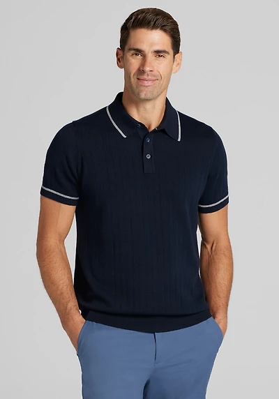 Men's Jos. A. Bank Tailored Fit Drop Needle Polo at Jos. A. Bank, Blue/Navy