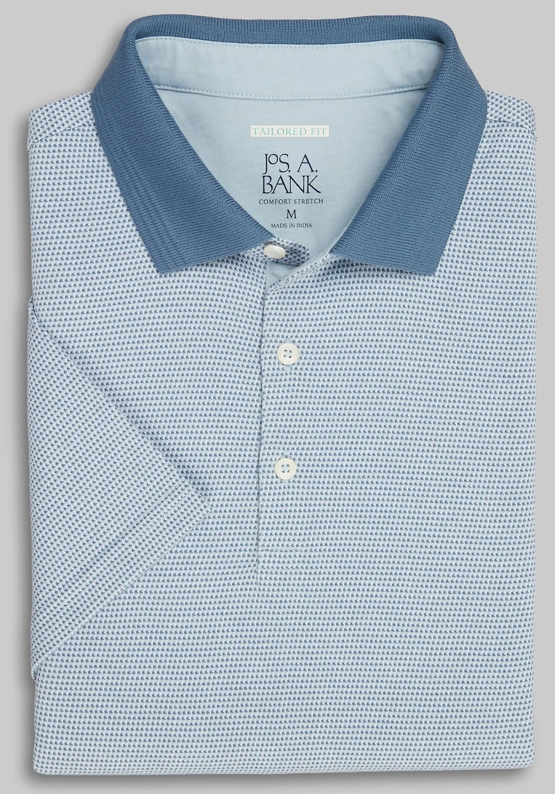 Men's Jos. A. Bank Tailored Fit Jacquard Polo Shirt at Jos. A. Bank, Cashmere Blue