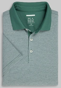 Men's Jos. A. Bank Tailored Fit Jacquard Polo Shirt at Jos. A. Bank, Green/Smoke Pine