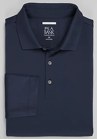 Men's Jos. A. Bank Tailored Fit Interlock Long Sleeve Polo at Jos. A. Bank, Black Iris/Blue