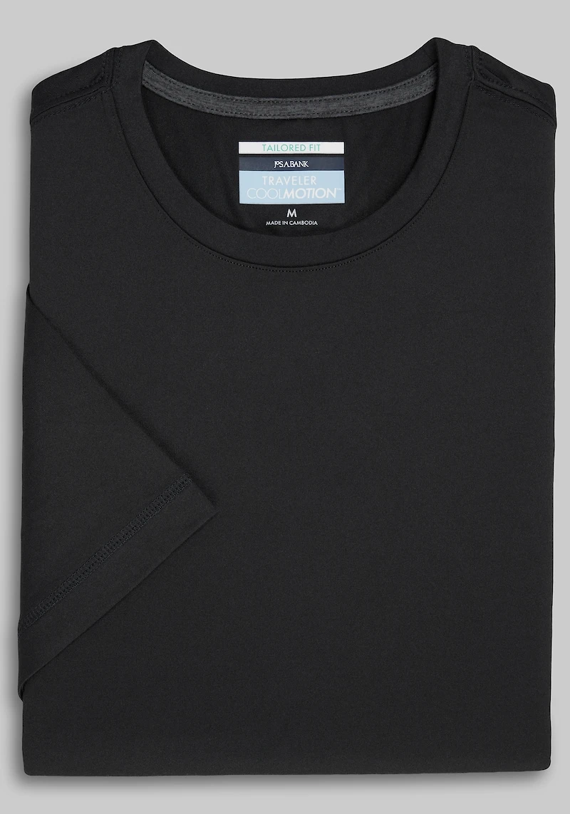 Men's Traveler COOLMOTION Tailored Fit Cool Tech Crew Neck Shirt at Jos. A. Bank, Jet Black