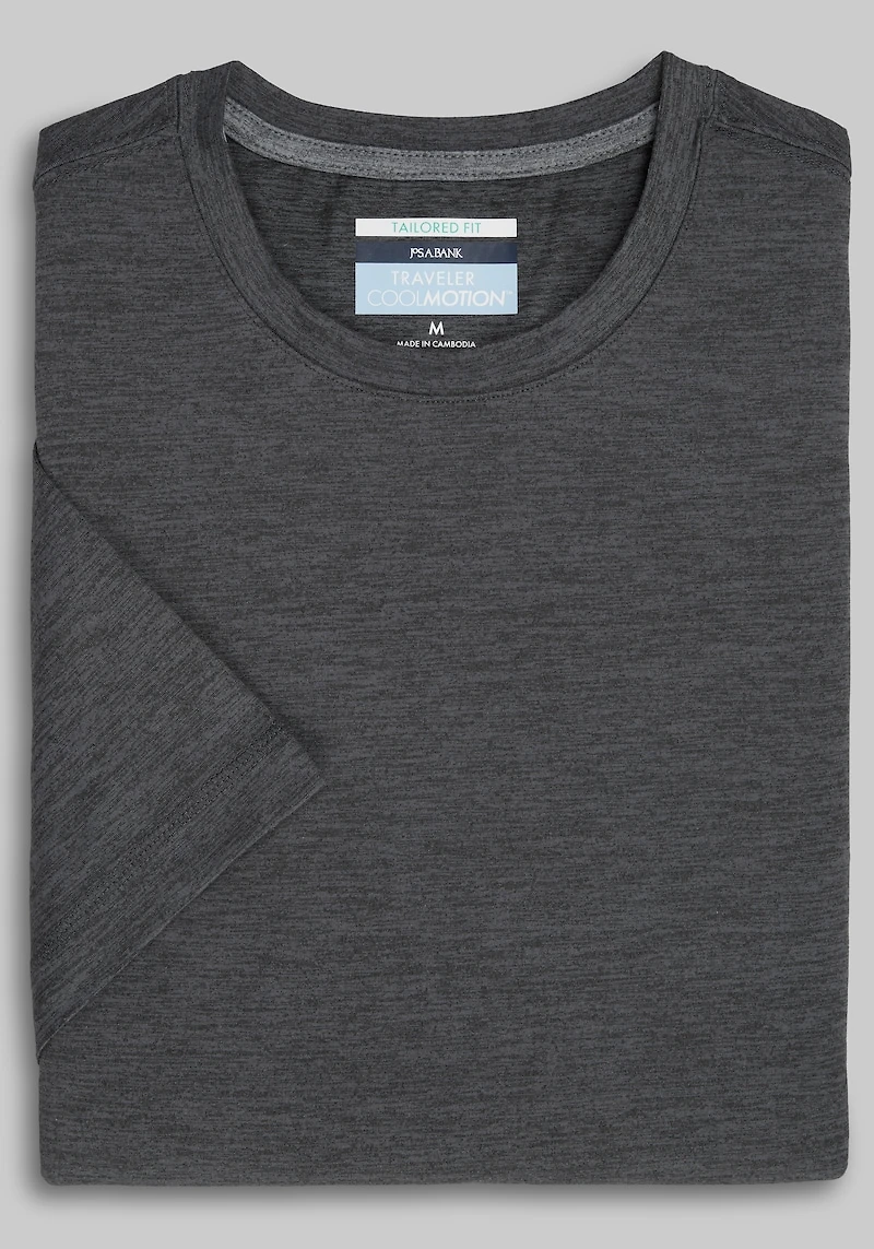 Men's Traveler COOLMOTION Tailored Fit Cool Tech Crew Neck Shirt at Jos. A. Bank, Charcoal/Grey
