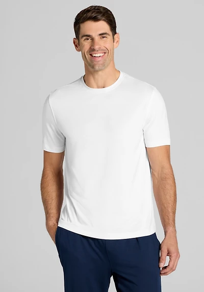 Men's Traveler® COOLMOTION Tailored Fit Crew Neck T-Shirt at Jos. A. Bank, Cream/White
