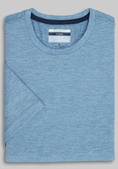 Men's Traveler COOLMOTION Tailored Fit Cool Tech Crew Neck Shirt at Jos. A. Bank, Blue