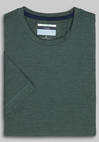 Men's Traveler COOLMOTION Tailored Fit Cool Tech Crew Neck Shirt at Jos. A. Bank, Dark Green