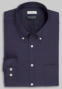 Men's Jos. A. Bank Tailored Fit Gingham Long Sleeve Casual Shirt at Jos. A. Bank, Burgundy