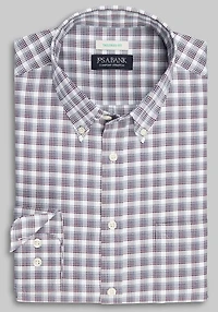 Men's Jos. A. Bank Tailored Fit Check Long Sleeve Casual Shirt at Jos. A. Bank, Burgundy
