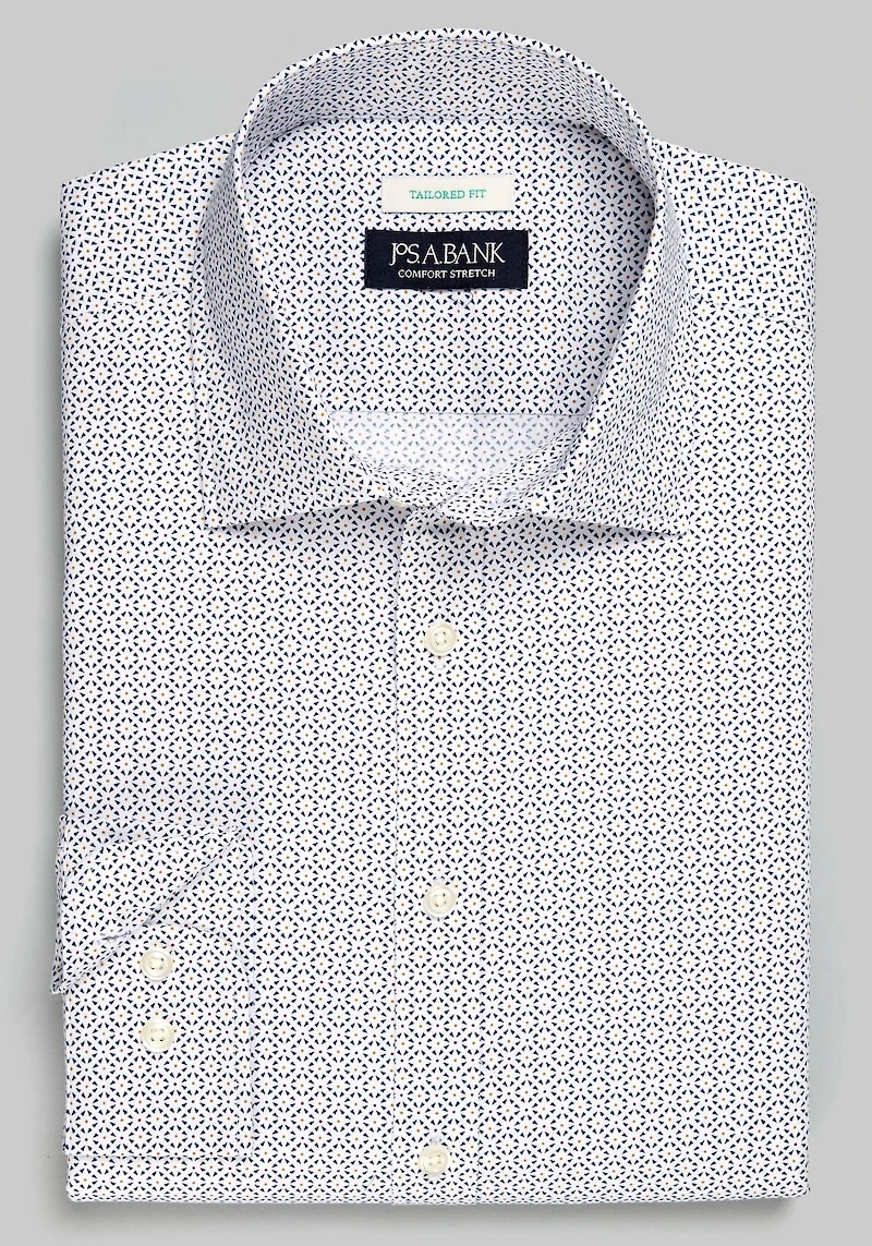 Men's Jos. A. Bank Tailored Fit North Star Long Sleeve Casual Shirt at Jos. A. Bank, Cream/White