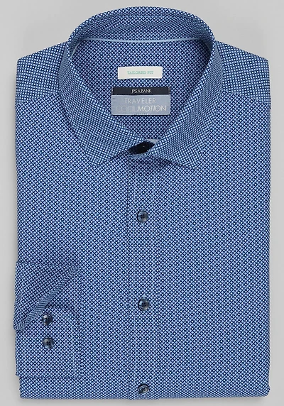 Men's Traveler® Collection Tailored Fit Tic Tac 4-Way Stretch Casual Shirt at Jos. A. Bank, Dark Blue