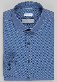 Men's Traveler® Collection Tailored Fit Tic Tac 4-Way Stretch Casual Shirt at Jos. A. Bank, Dark Blue