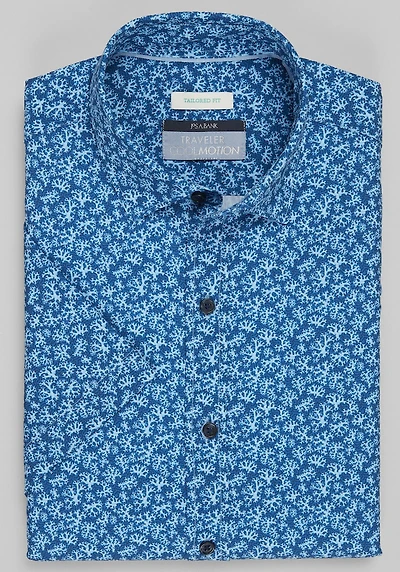 Men's Traveler® Collection Tailored Fit Coral Reef 4-Way Stretch Casual Shirt at Jos. A. Bank, Blue