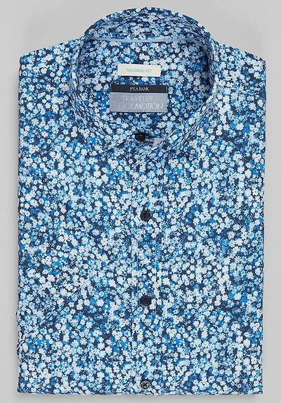 Men's Traveler® Collection Tailored Fit Liberty Floral 4-Way Stretch Casual Shirt at Jos. A. Bank, Blue