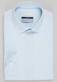 Men's Big & Tall Traveler® Collection Tailored Fit Broken Box 4-Way Stretch Casual Shirt at Jos. A. Bank, Cream/White, 