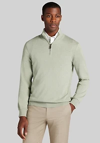 Men's Big & Tall Jos. A. Bank Tailored Fit Pima Cotton 1/4 Zip Sweater at Jos. A. Bank, Light Green