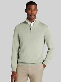 Men's Jos. A. Bank Tailored Fit Pima Cotton 1/4-Zip Sweater at Jos. A. Bank, Light Green
