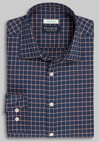Men's Jos. A. Bank Tailored Fit Boxed Plaid Casual Shirt at Jos. A. Bank, Blue/Navy