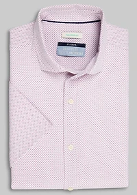 Men's Traveler Collection Tailored Fit Dash 4-Way Stretch Short Sleeve Casual Shirt at Jos. A. Bank, Burgundy